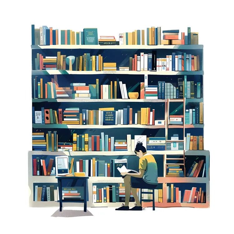 Quiet Library with a Reader