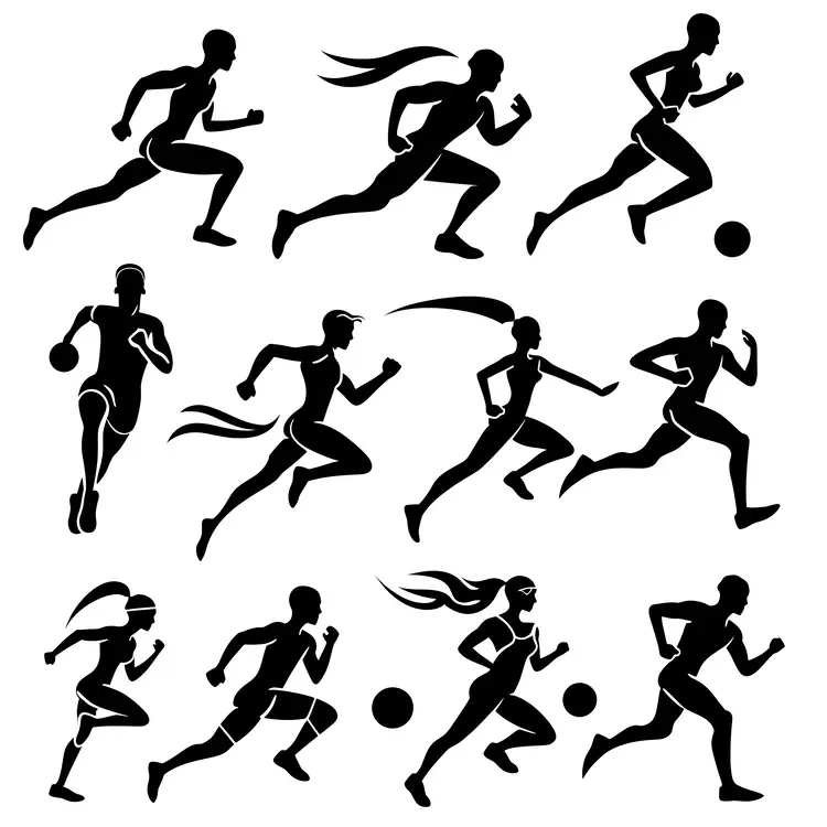 Silhouettes of Running Athletes