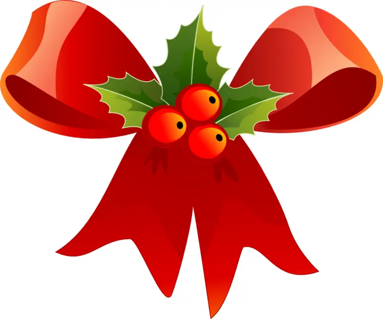 Christmas Bow with Holly and Berries