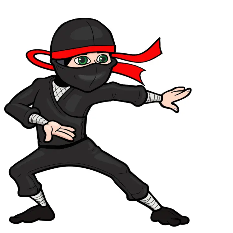 Cartoon Ninja in Action Pose