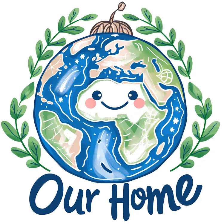 Our Home Earth Illustration with Leaves