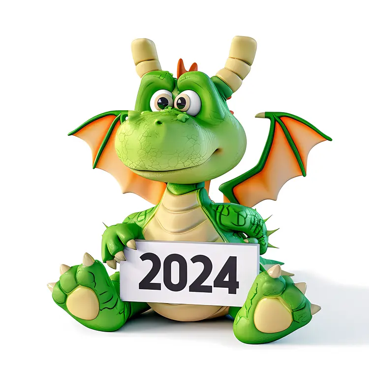 Green Dragon Holding 2024 New Year Sign