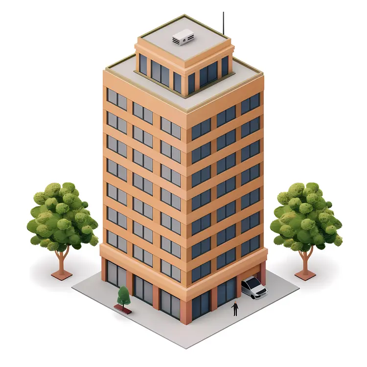 Urban Office Building with Trees