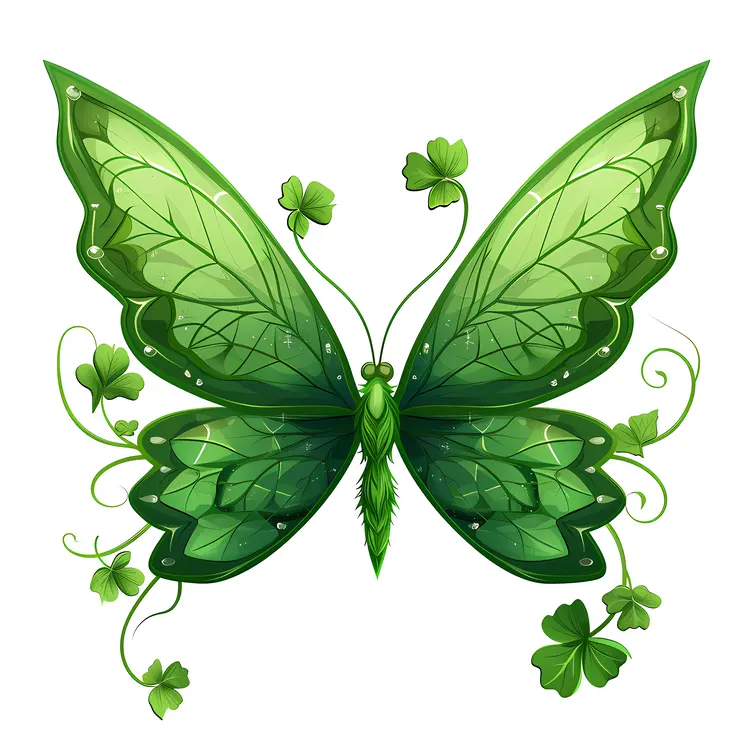 Beautiful Green Butterfly with Leafy Wings