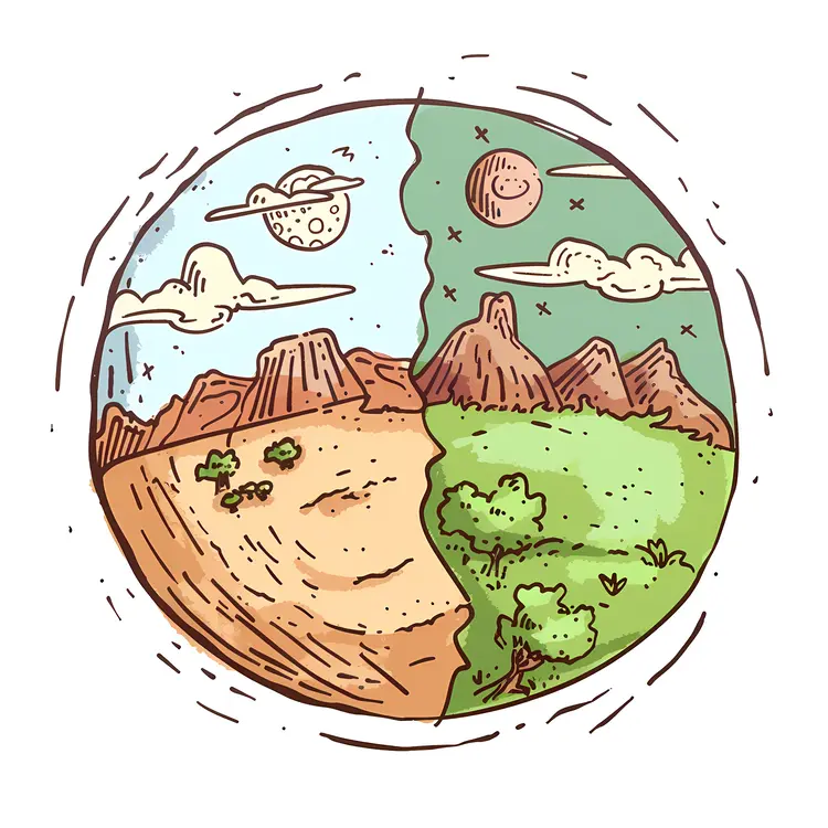 Half Desert Half Green Landscape