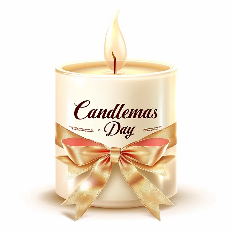 Candlemas Day Candle with Golden Ribbon