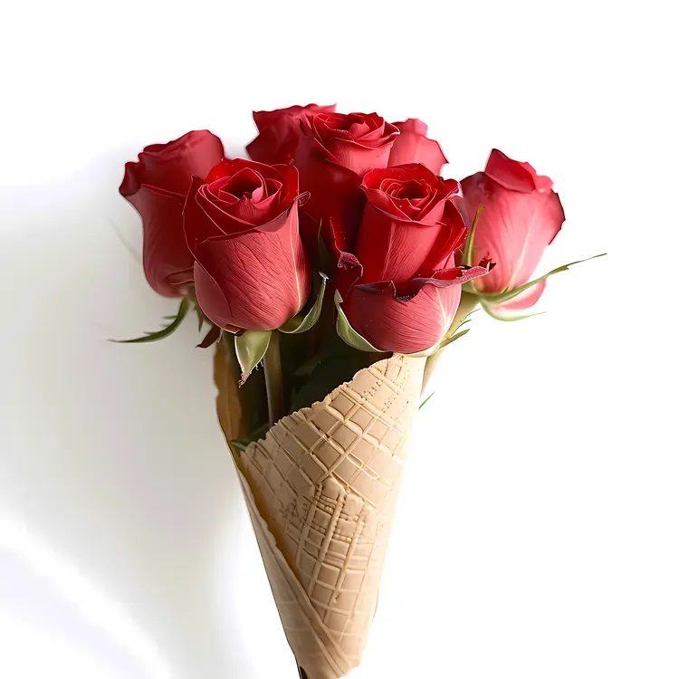 Red Roses in Waffle Cone Photo