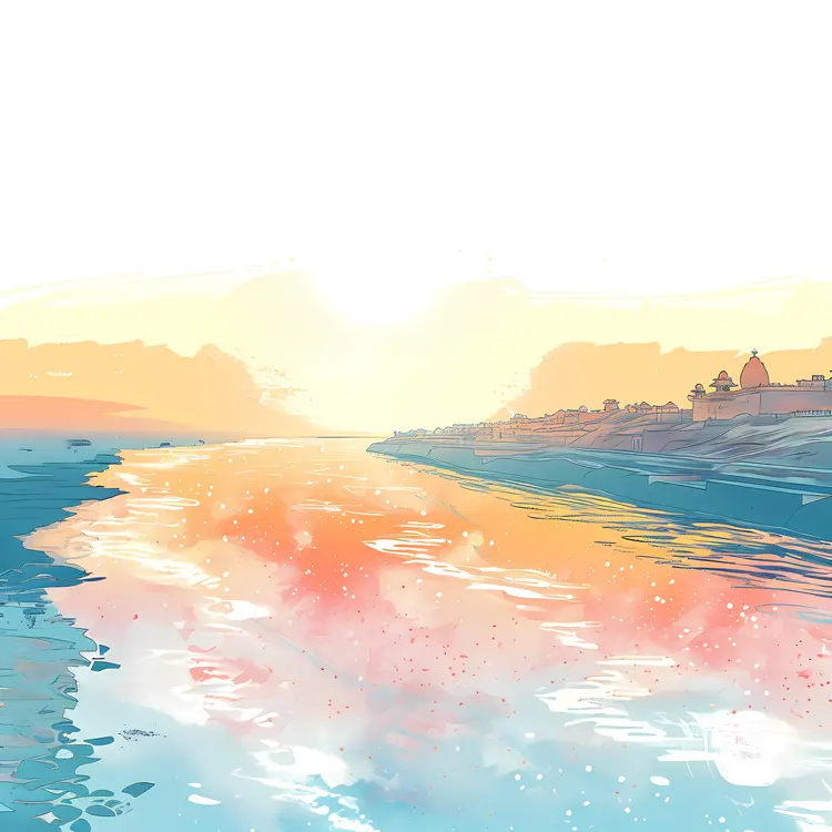 Sunset Over a Calm River