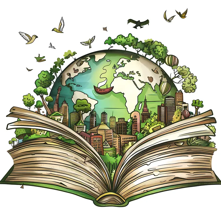 City and Nature Emerging from Books