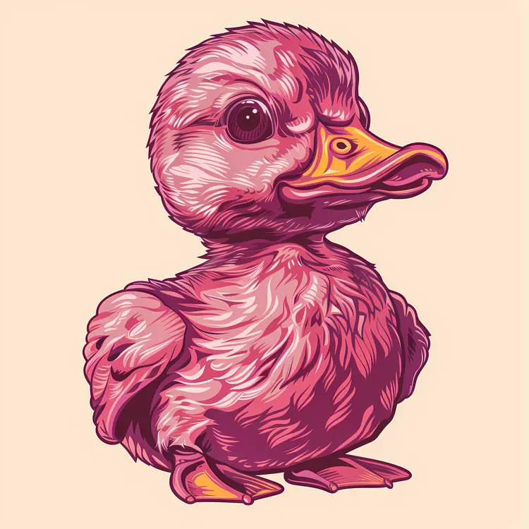 Pink Cartoon Duckling