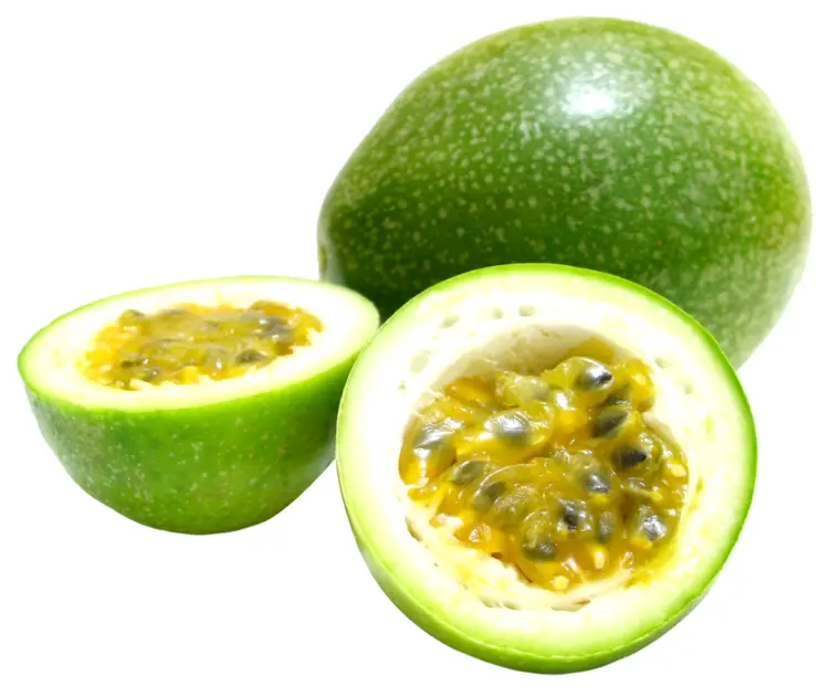 Halved Green Passion Fruit