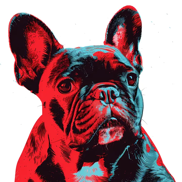 French Bulldog in Red and Blue