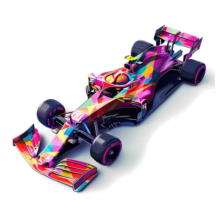 Colorful Race Car on White Background