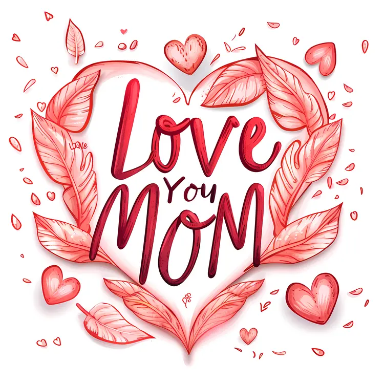 Love You Mom Heart Design