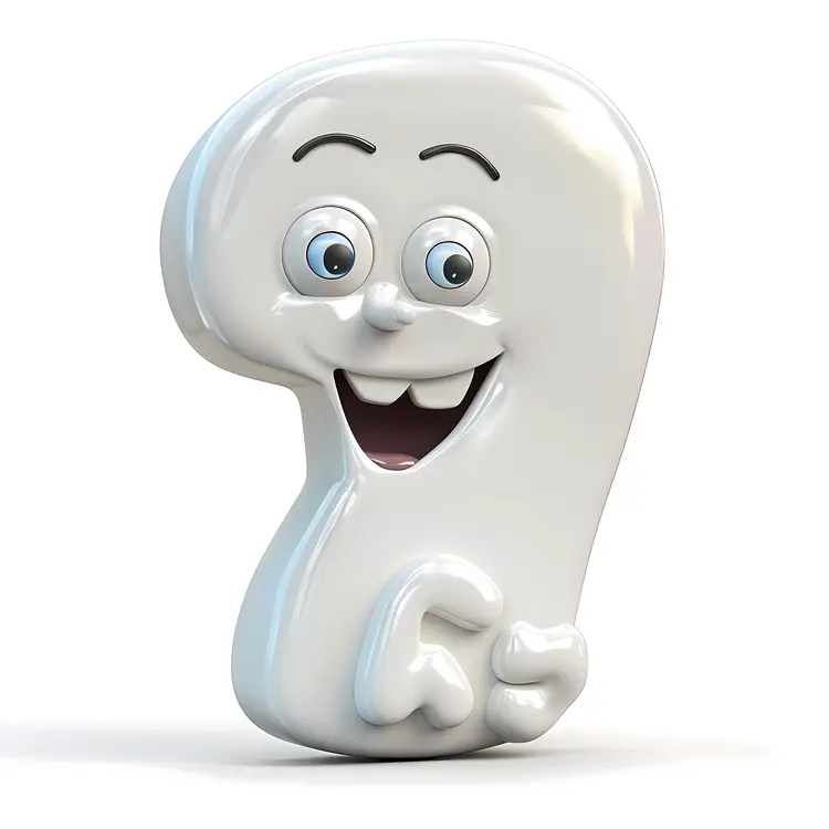 Cute White Number 7 Cartoon Character