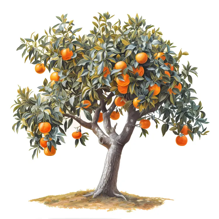 Orange Tree with Ripe Fruits