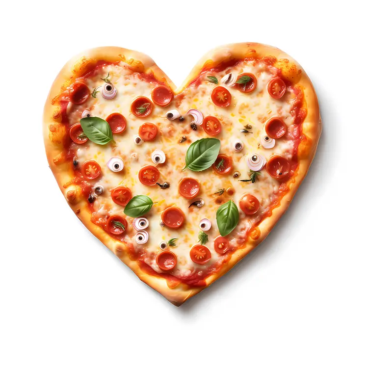 Heart-shaped Pizza with Toppings