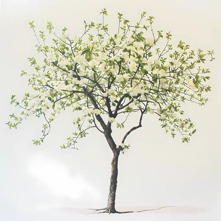 White Flowering Tree with Branches