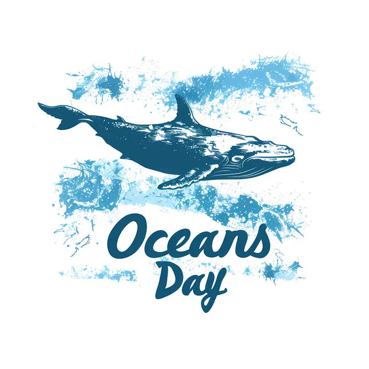 Oceans Day Whale Illustration