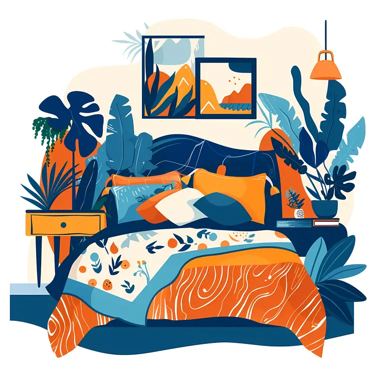 Lush Bedroom with Botanical Decor