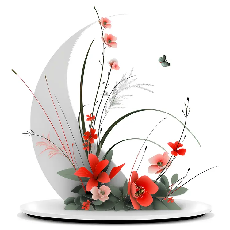 Elegant Red and Pink Floral Arrangement with Butterfly