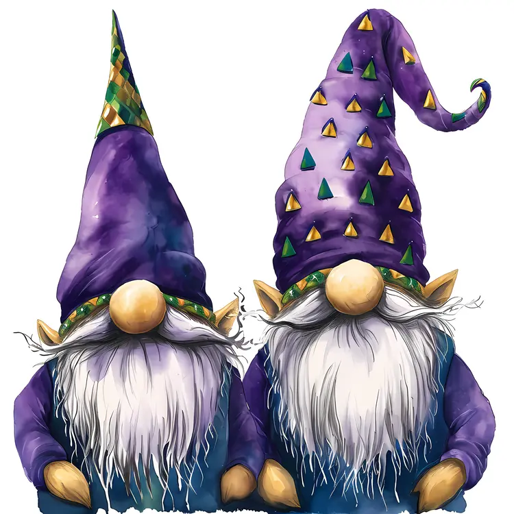Gnomes with Purple Hats and Beards