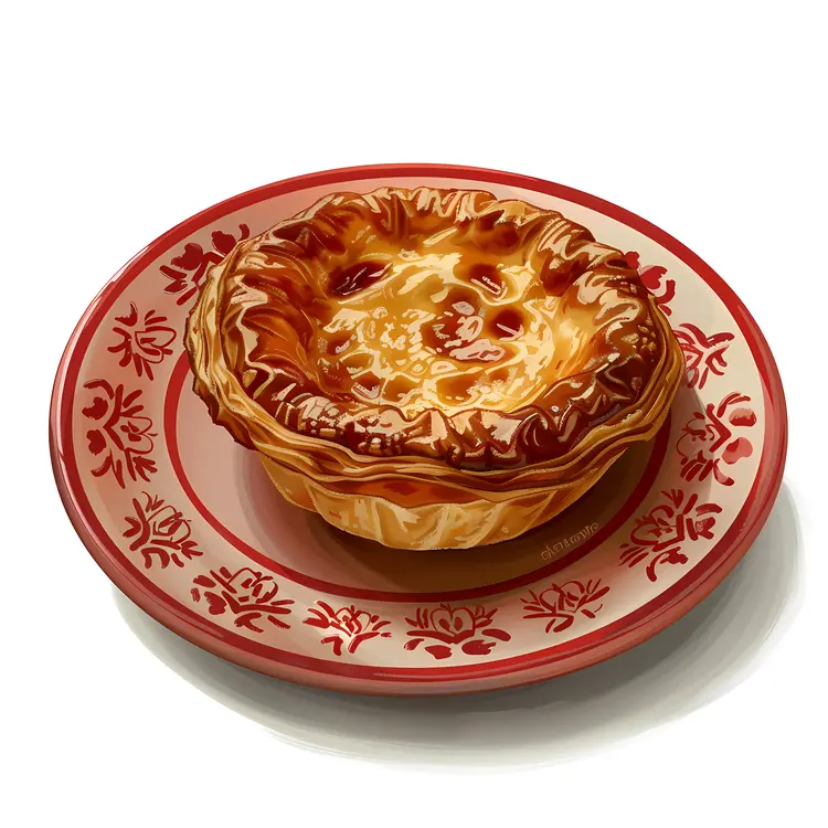 Single Egg Tart on Red Plate