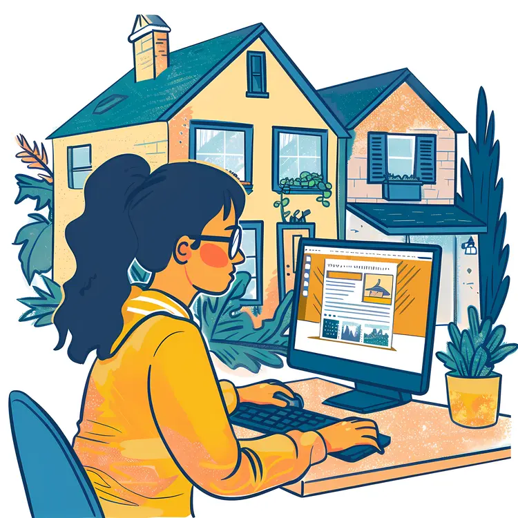 Person Working from Home with Plants
