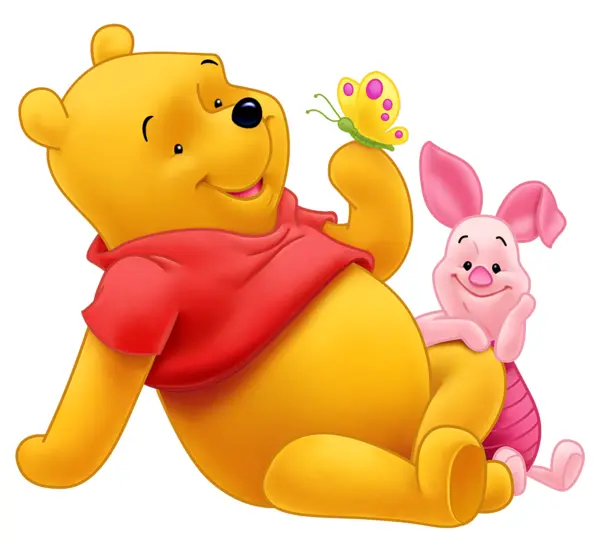 Yellow Bear and Pink Piglet with Butterfly
