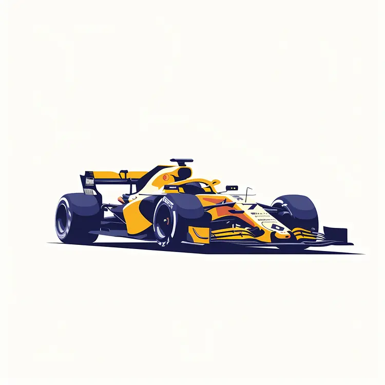 Yellow and Blue Formula 1 Car Illustration