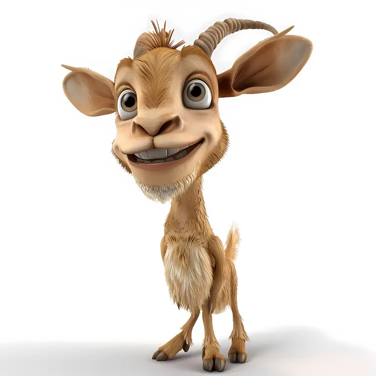 Smiling Cartoon Goat