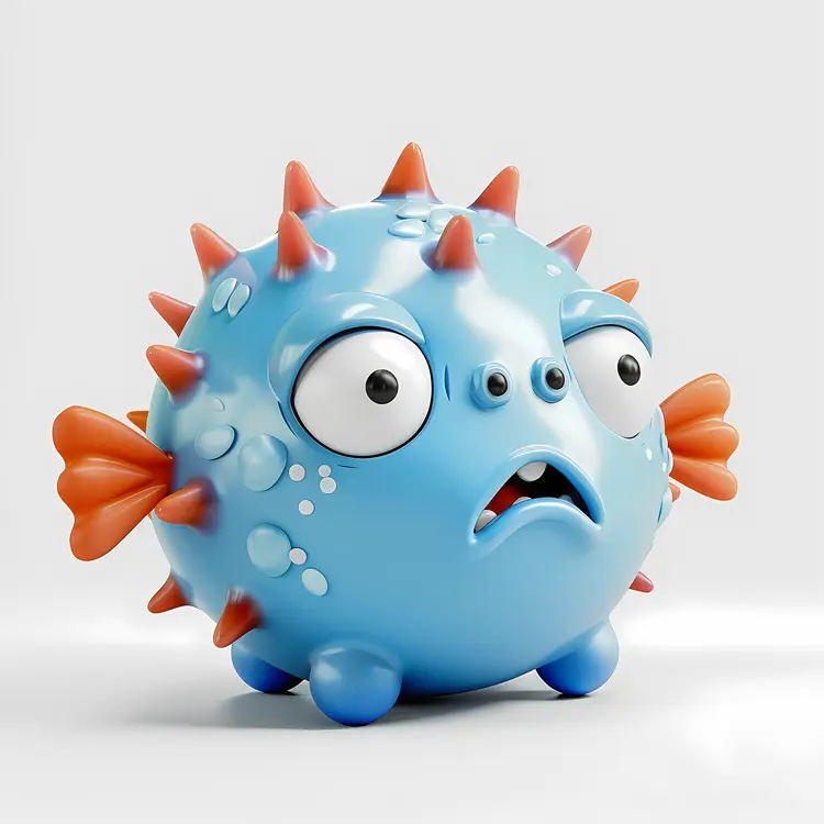 Sad Spiky Fish Cartoon