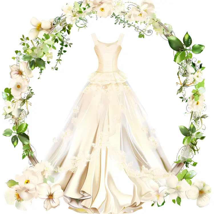 Elegant Wedding Dress with Floral Arch