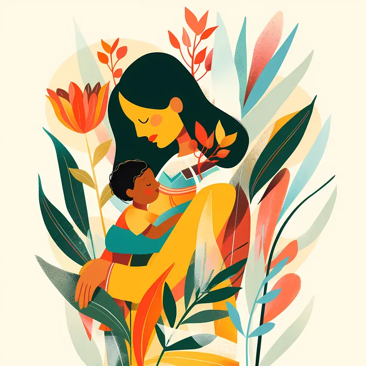 Mother and Child Hugging in Nature