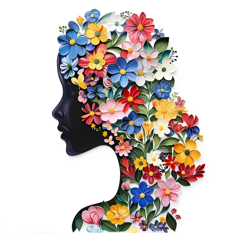 Colorful Floral Silhouette Art