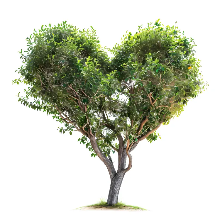 Heart-Shaped Tree with Lush Green Leaves