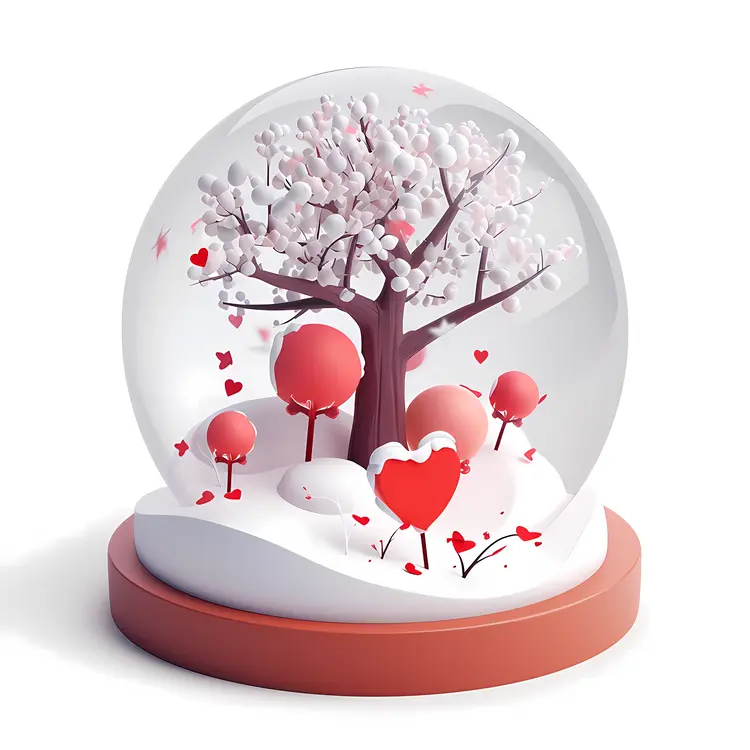 Heart Tree in Snow Globe