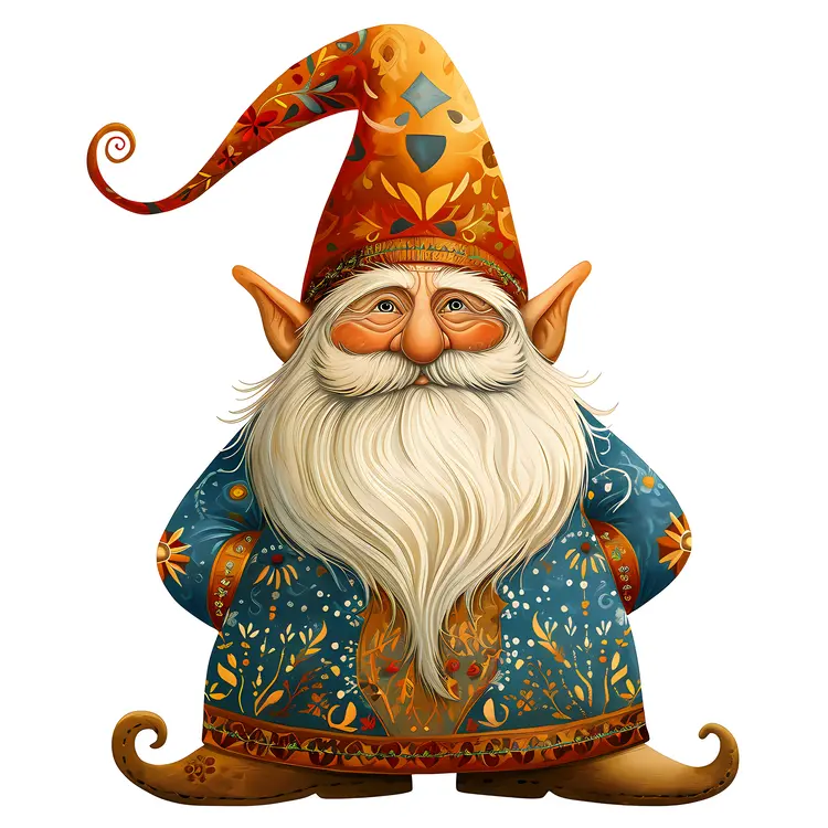 Cute Gnome with Orange Hat and Blue Robe