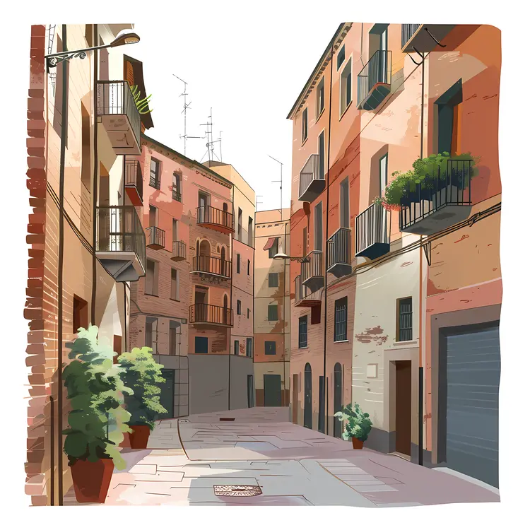 Narrow Village Street Artwork