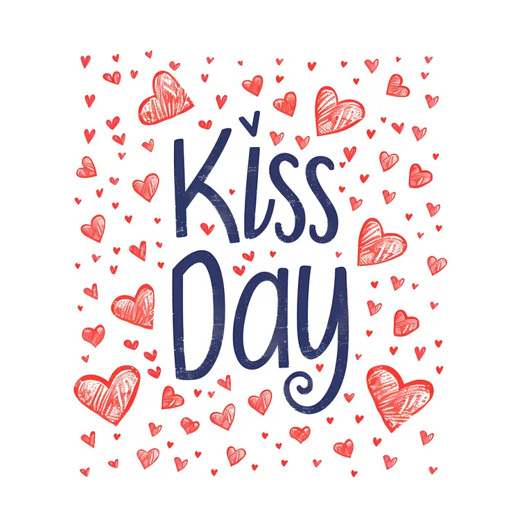Red Hearts Kiss Day Text