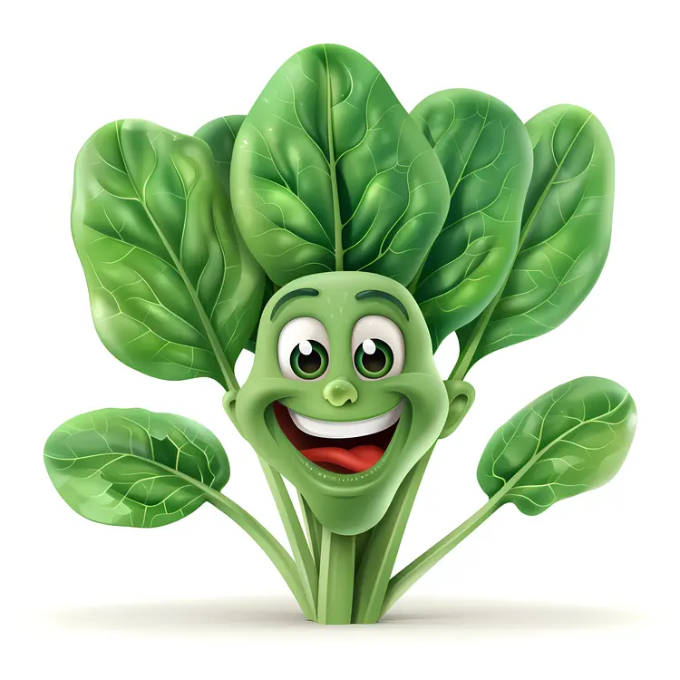Cheerful Green Spinach Cartoon
