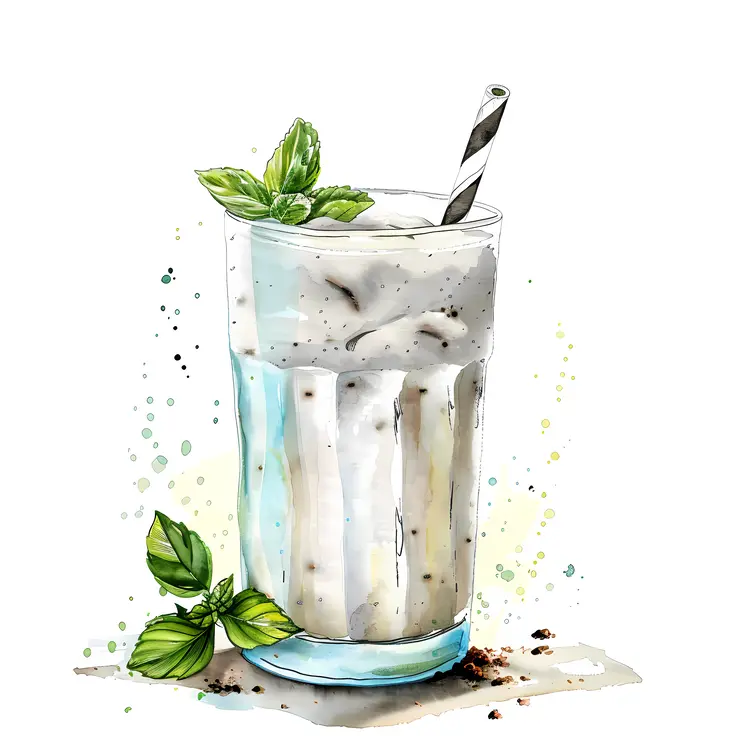 Vanilla Smoothie with Mint Leaves