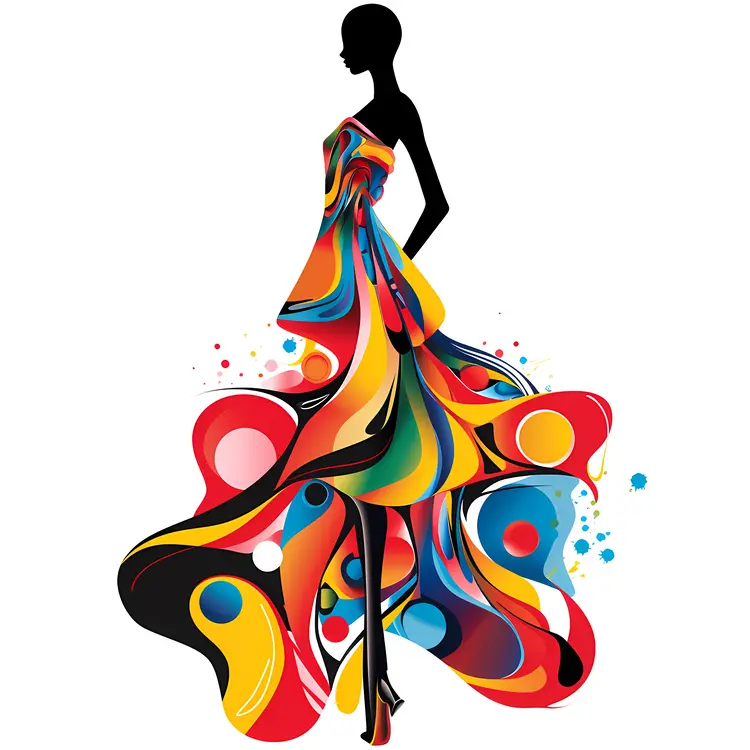 Colorful Silhouette Fashion Dress