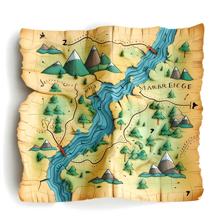 Adventure Map with River and Mountains