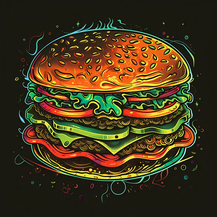 Colorful Burger Illustration