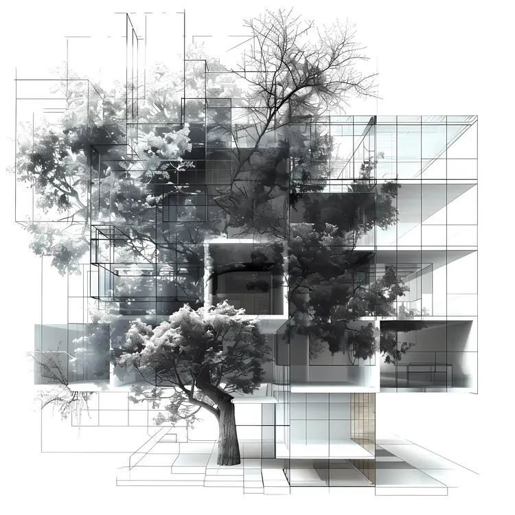 Modern Building Architectural Sketch