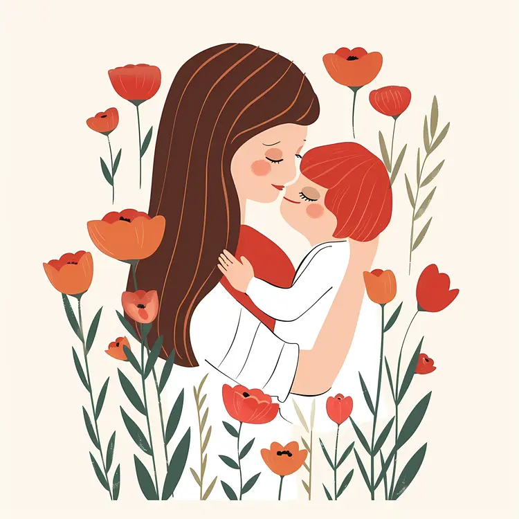 Mother and Child Illustration