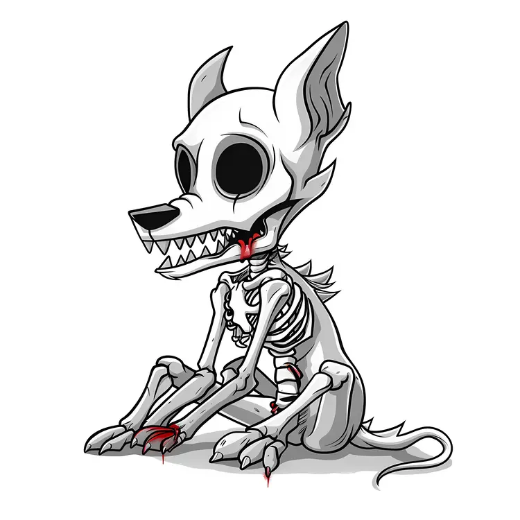 Creepy Skeleton Dog with Blood