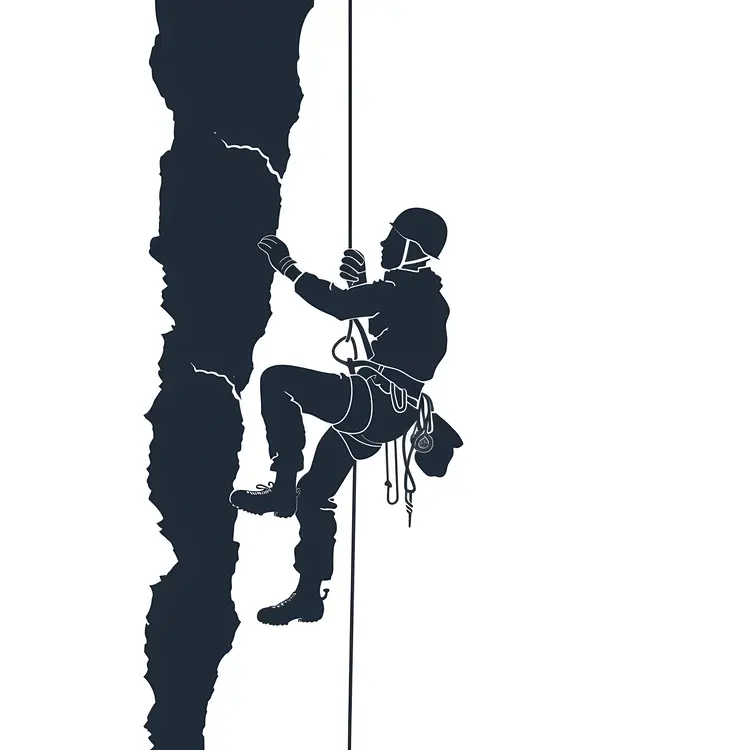 Rock Climber Silhouette on Cliff