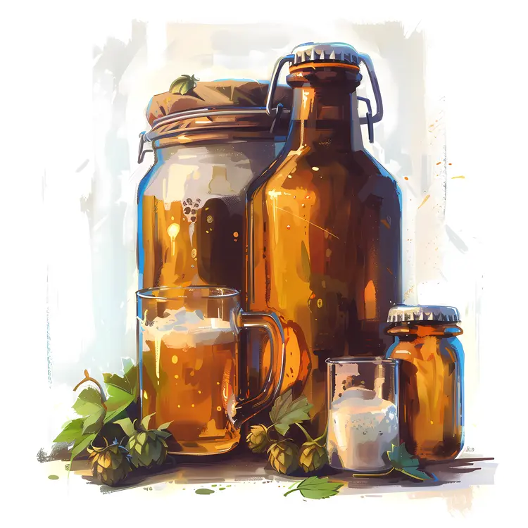 Assorted Beer Jars with Hops